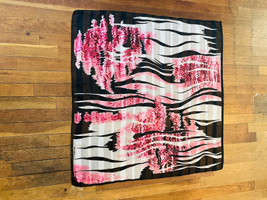 Jim Renoir Pink, White, and Black Sheer Abstract Scarf